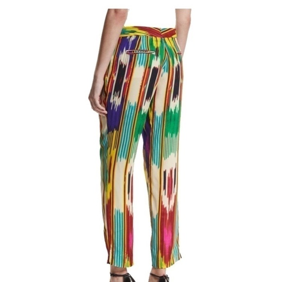 Etro Ikat-Print Ankle Pants, Pink/Multi Color Size 6 - Picture 9 of 13